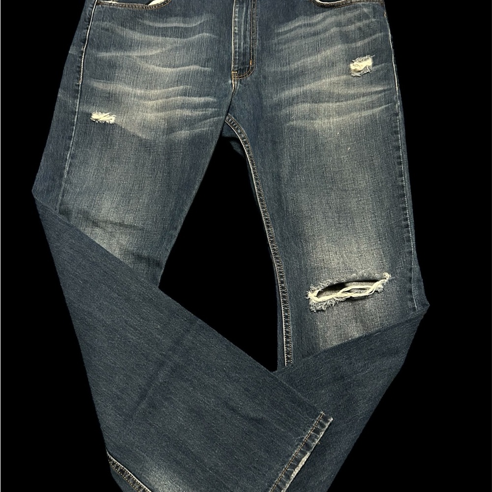 Adam Levine Distressed  Blue Denim Jeans